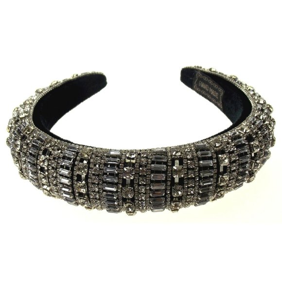 Natalie Mills Silver Padded Headband Bling Gems Rhinestones Fashion Handmade main image 4
